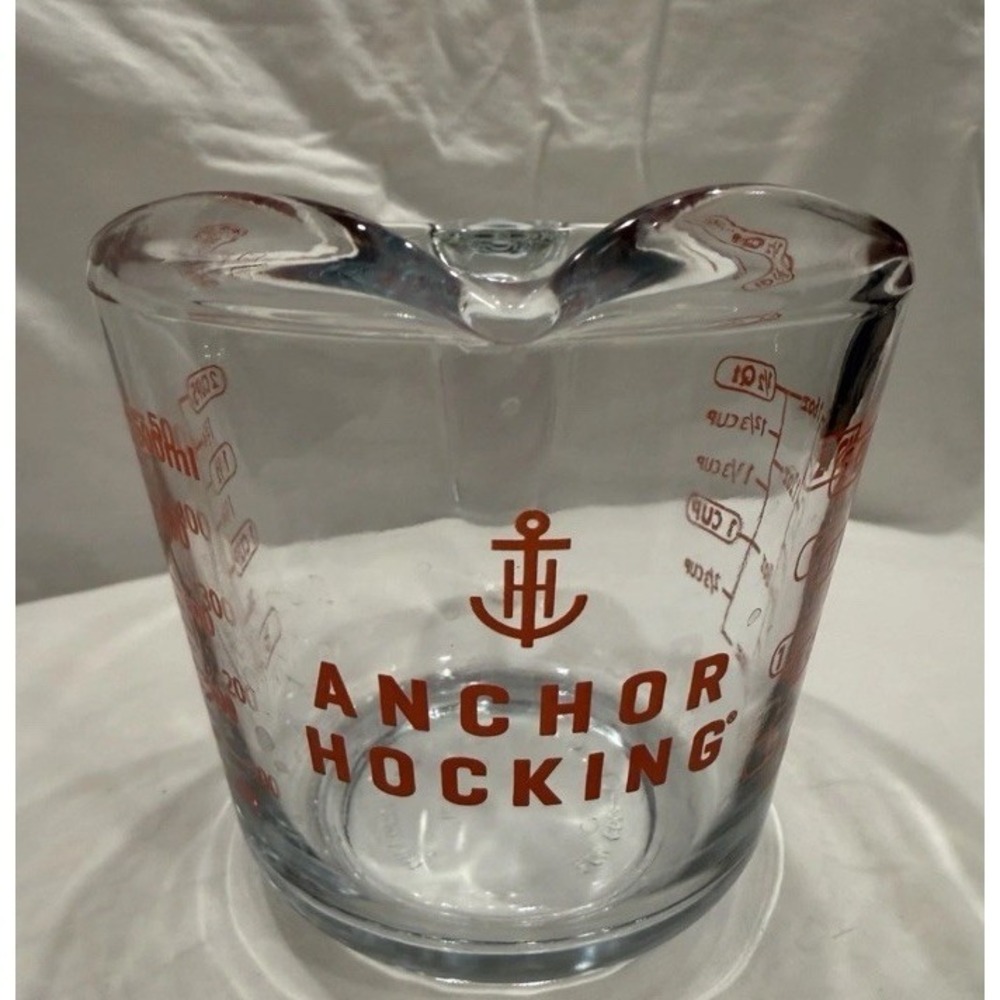 Anchor Hocking 2 Cup Glass Measuring Cup Red Letters 16 oz 1 Pint